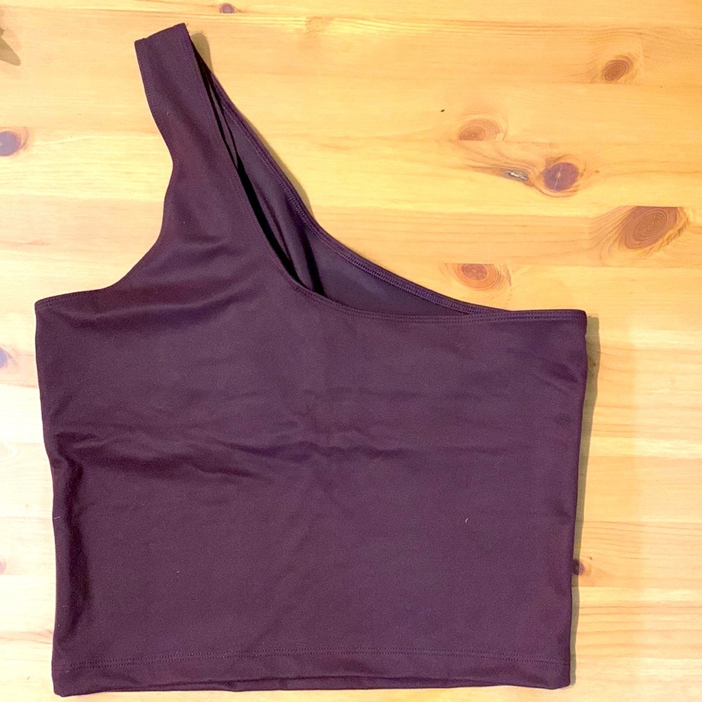 Victoria's Secret Plum Active Sport Crop top one shoulder, cut out.